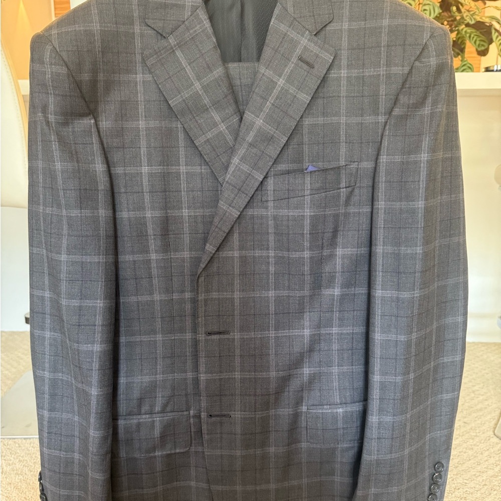 Like New Canali  Exclusive Super150 Charcoal Checkered Suit